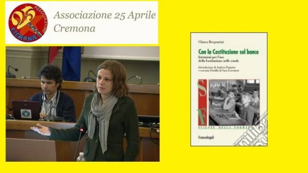 Ass.25 Aprile Cremona Chiara Bergonzini  presenta  martedi 24 gennaio  il libro ‘La Costituzione sul banco’