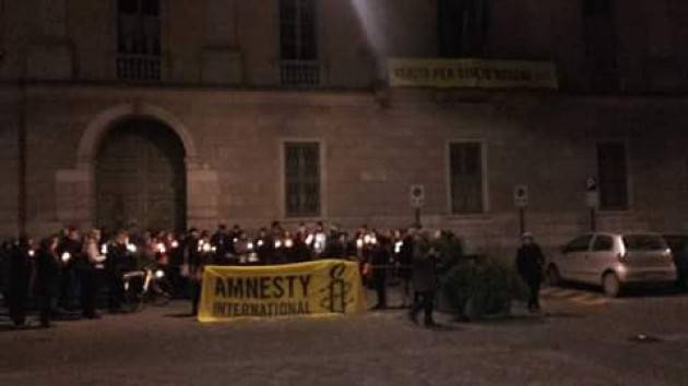 Amnesty Cremona  Ieri  Mercoledì 25 gennaio  si è tenuta la  fiaccolata in onore a Giulio Regeni