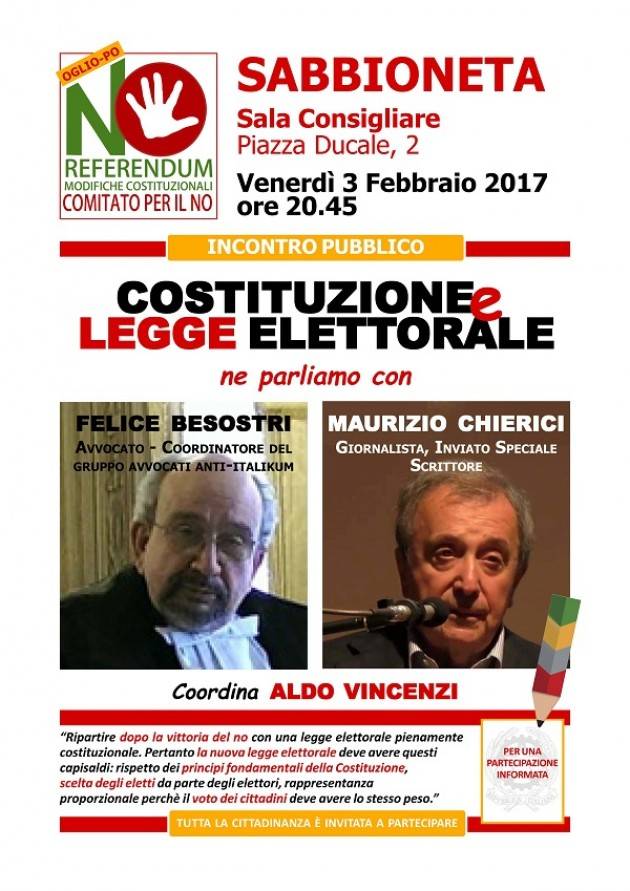 Sabbioneta Adesso Diciamo SI all’attuazione della Costituzione