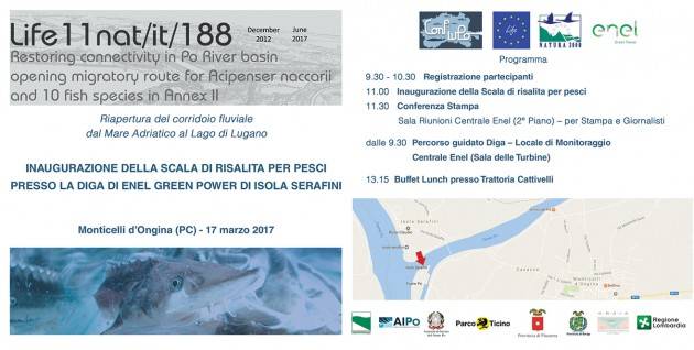 Isola Serafini (Pc) Inaugurazione ‘Scala di risalita per pesci presso la centrale’