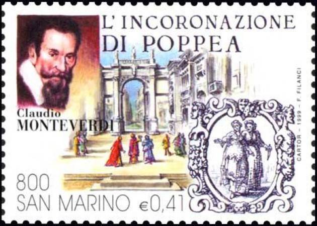 Poste dell'Ungheria ricordano con un francobollo il 450° di Claudio Monteverdi di Giorgio Barbieri 