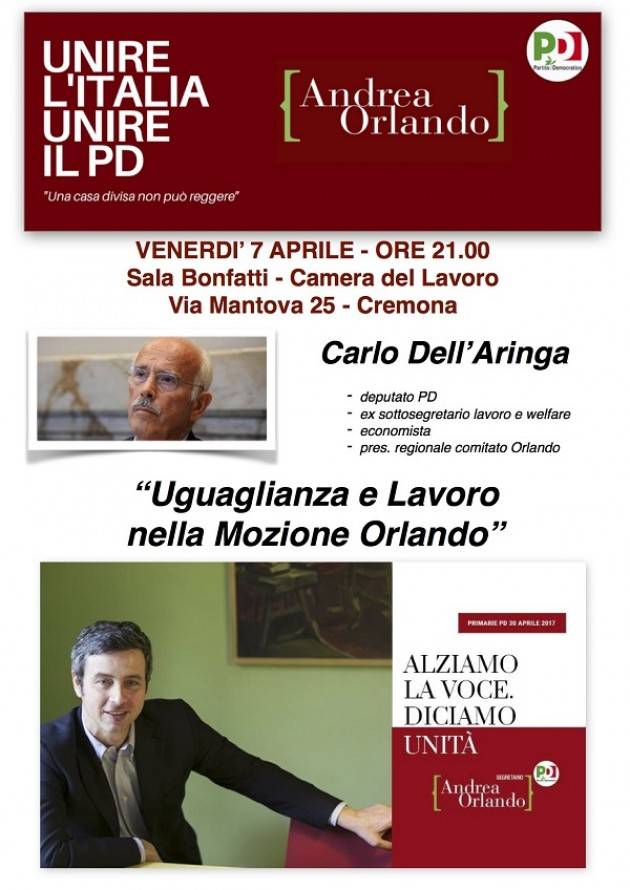 Congresso Pd Cremona Incontro con Carlo Dell'Aringa del Comitato Orlando