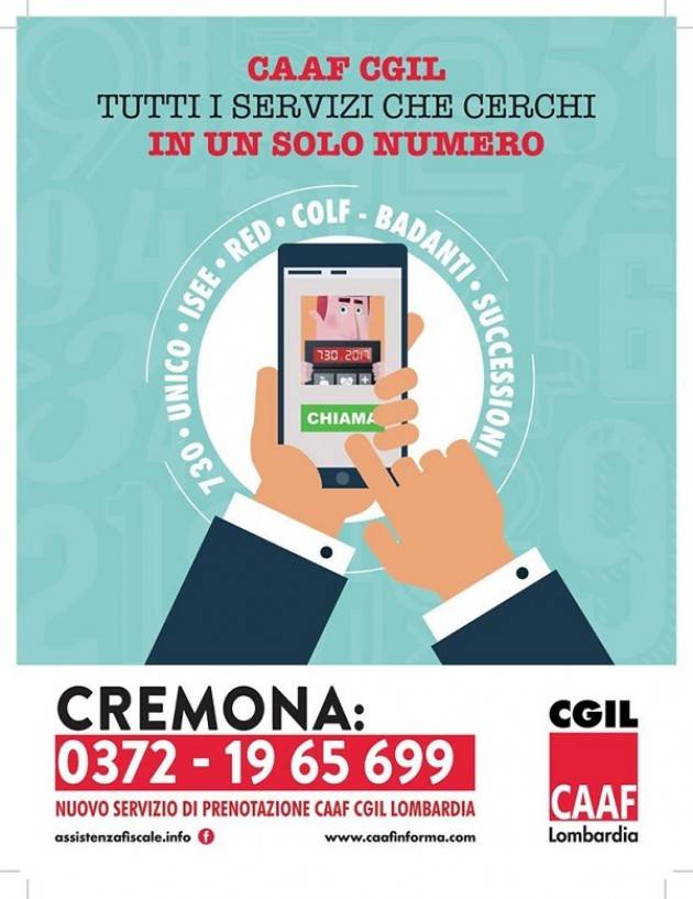Anche a Cremona Il CAAF CGIL Lombardia ti aspetta per la compilazione del modello 730