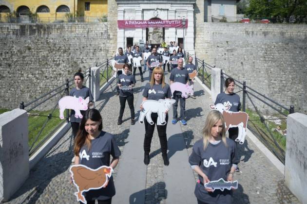 Salvali tutti animalisti in azione, esposto maxi striscione a Brescia