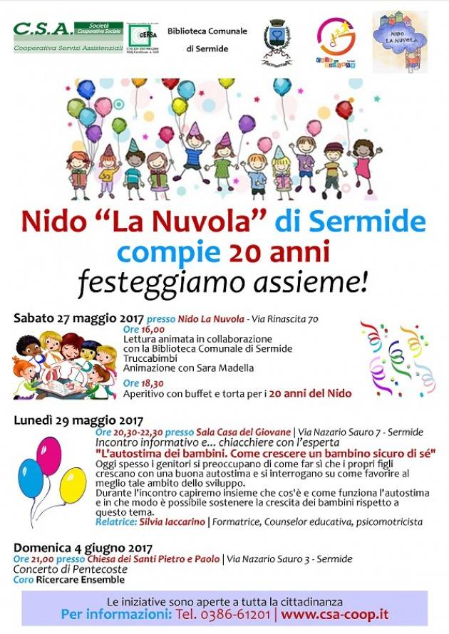 Il Nido ‘La Nuvola di Sermide’ compie 20 anni