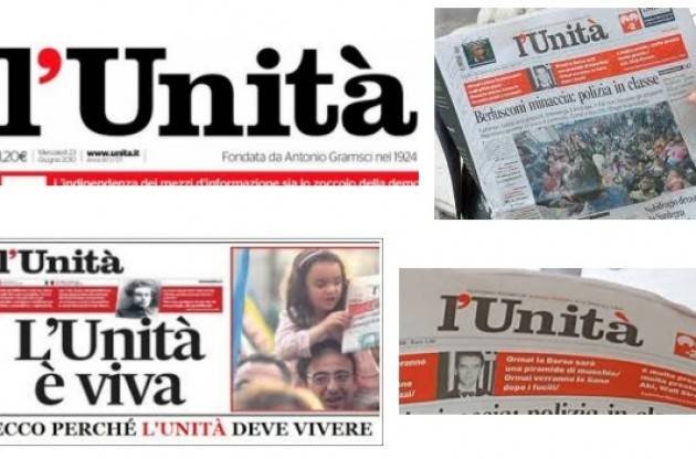 Editoria: Spi, solidarietà all'Unità, fa male vederlo così