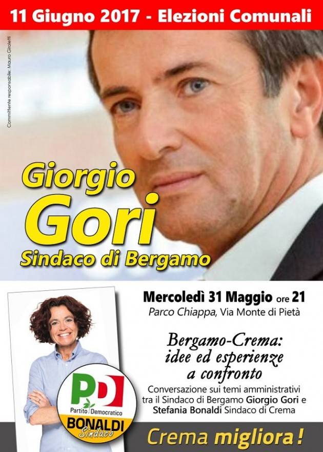 Giorgio Gori, sindaco Pd di Bergamo, a Crema per il sostegno a Stefania Bonaldi