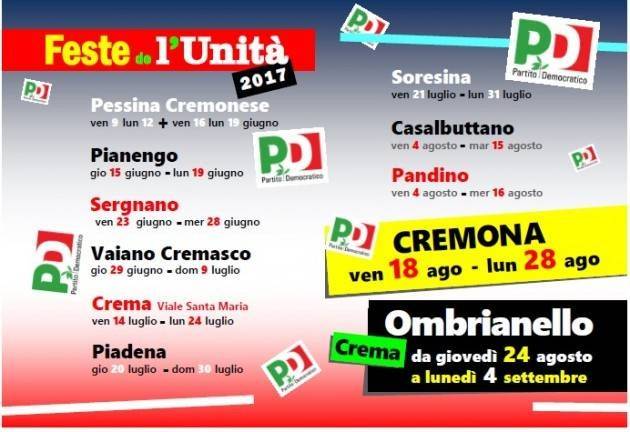 Si chiude stasera lunedì 19 giugno la  Festa dell’Unità di Pessina Cremonese 