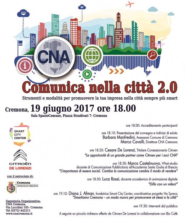Comunica nella città 2.0. L'iniziativa di CNA lunedì 19 giugno ore 18