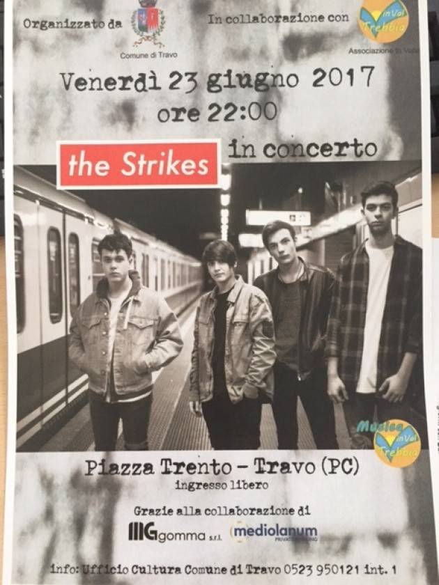 Piacenza Travo, Joe Croci e gli Strikes in concerto.  Venerdì 23 Giugno 2017 alle 22 in Piazza Trento