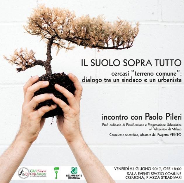Cremona Oggi venerdì 23 presentazione libro prof. Pileri  ‘Il suolo sopra tutto’