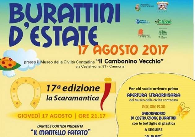  A Cremona Ferragosto Musei Civici aperti. E il 17 Burattini al Cambonino