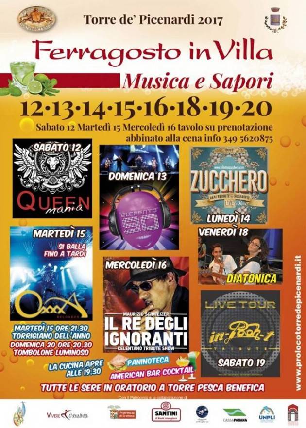 Ferragosto in  VILLA SOMMI (Torre de Picenardi)  dal 12 al 20 agosto