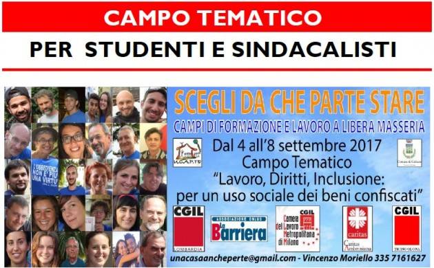 Cgil Lombardia LAVORO, DIRITTI, INCLUSIONE , PARTE LUNEDI’ 4 SETTEMBRE IL CAMPO DI FORMAZIONE