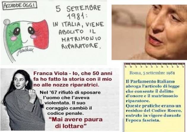 AccaddeOggi  5 settembre 1981 – In Italia viene abolito il matrimonio riparatore, che annullava lo stupro