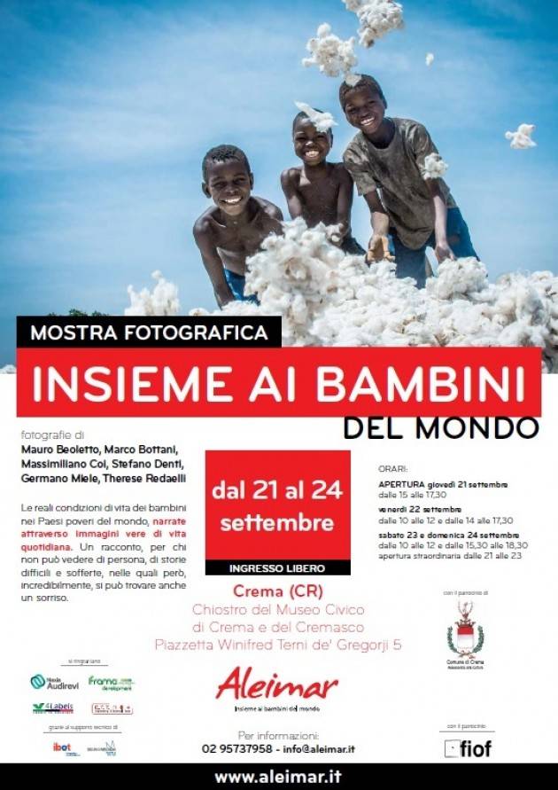 Crema  ‘Insieme ai bambini del mondo’ mostra fotografica al Museo Civico di Crema
