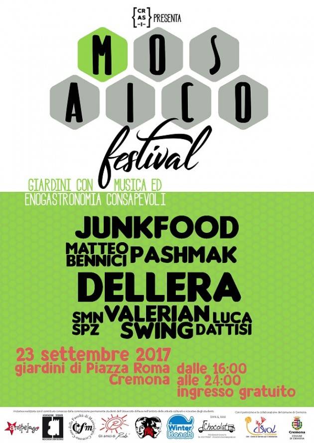 Cremona MOSAICO FESTIVAL, sabato 23 settembre 2017