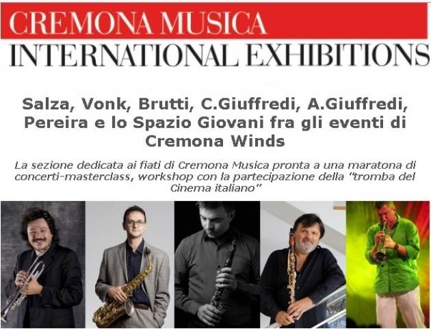Salza, Vonk, Brutti, C.Giuffredi, A.Giuffredi, Pereira e lo Spazio Giovani fra gli eventi di Cremona Winds