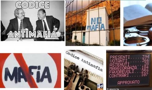 APPROVATO IL CODICE ANTIMAFIA: UN RISULTATO STRAORDINARIO