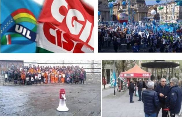 Cgil-Cisl-Uil Sabato 14 presidi sotto le prefetture in tutte le province lombarde