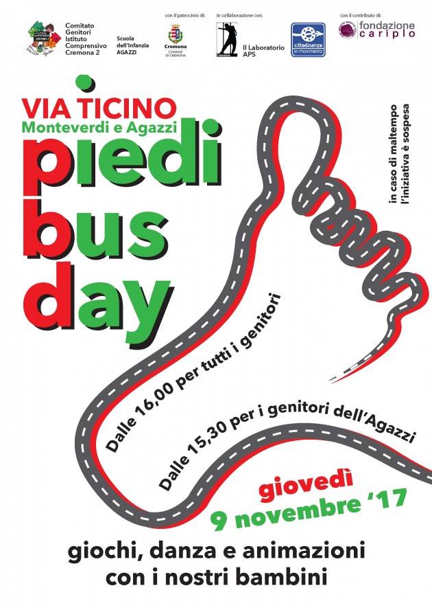 Cremona in Via Ticino il prossimo giovedi 9 in scena Piedibus Day