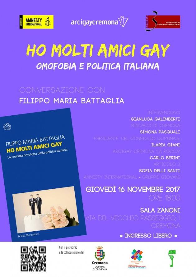 Cremona Presentazione libro ‘Ho molti amici gay’ Giovedì 16 novembre