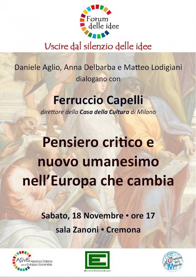 Nasce a Cremona il  ‘Forum delle idee’ Il 18 la prima iniziativa con Ferruccio Capelli