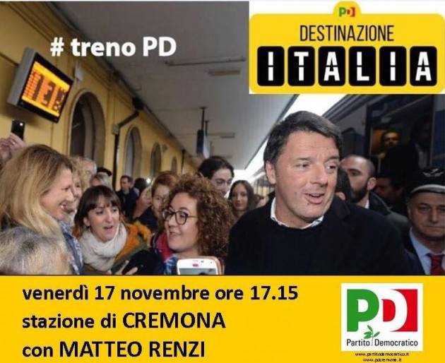 Matteo Renzi a Cremona venerdì 17 novembre