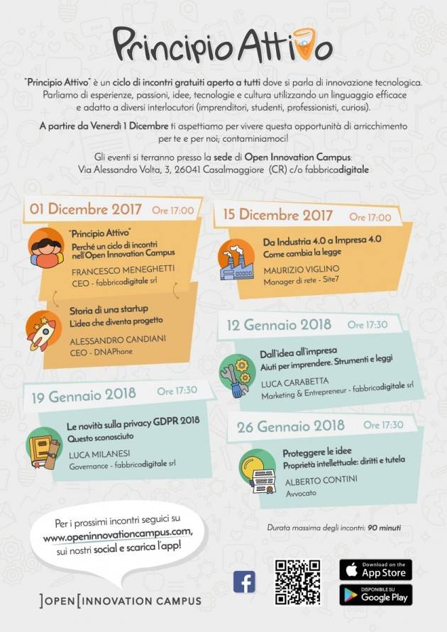 Casalmaggiore AL VIA ‘PRINCIPIO ATTIVO’:  L’INNOVAZIONE TECNOLOGICA ACCESSIBILE A TUTTI
