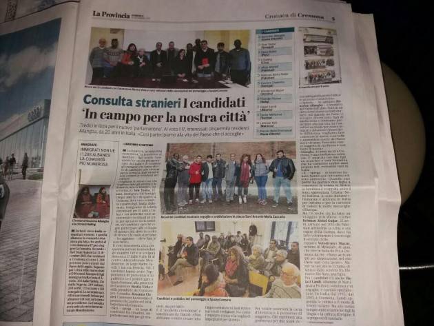 Cremona  Presentati i candidati per la Consulta degli Immigrati Si vota il 17/12 di Giovanni Vacchelli