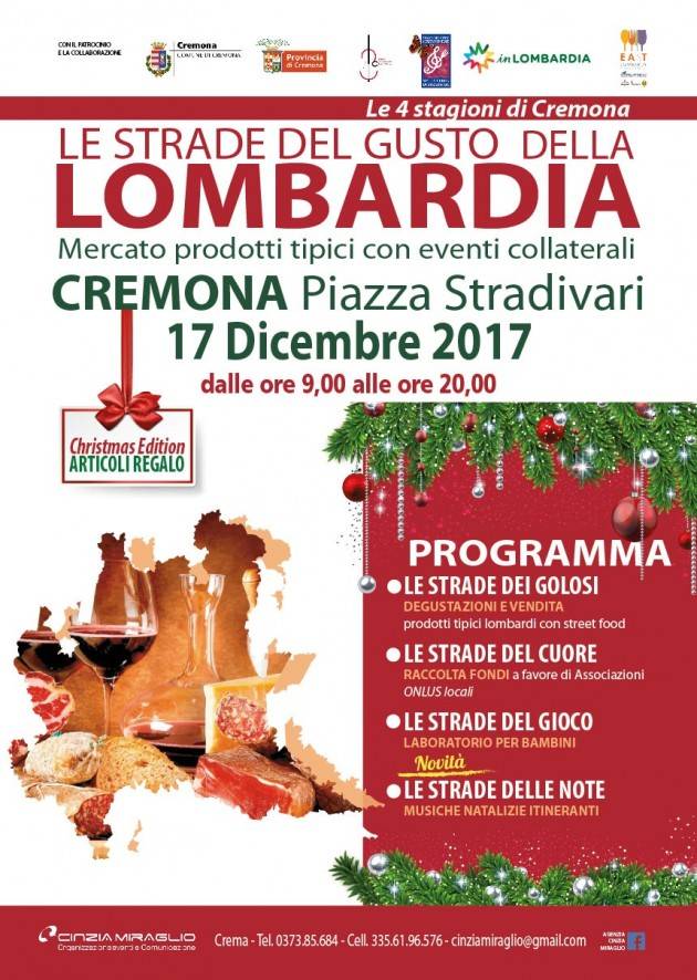 STRADE GUSTO DELLA  LOMBARDIA  - CHRISTMAS  EDITION  3a  TAPPA  17/12 CREMONA   P.zza STRADIVARI