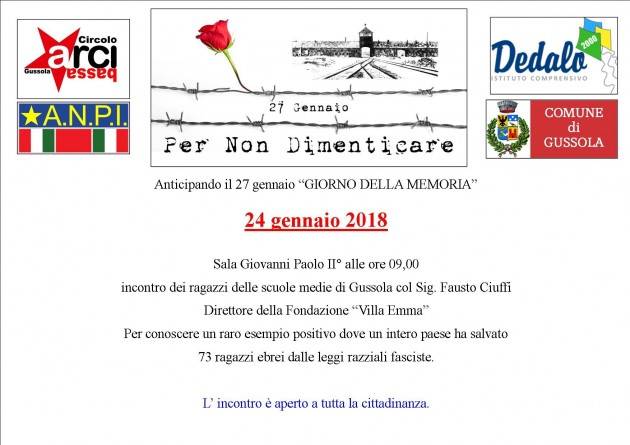 A Gussola  'Giorno della Memoria'  incontro del  24 gennaio 