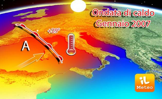 AccaddeOggi  19 gennaio 2007 – Italia: Anomala ondata di caldo su tutto lo stivale e soprattutto nella provincia di Cuneo +29,4 gradi