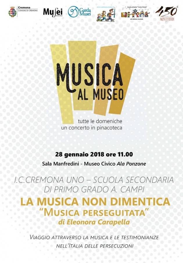 Cremona ‘MUSICA AL MUSEO’, OMAGGIO MUSICALE ALLE VITTIME DELLA SHOAH