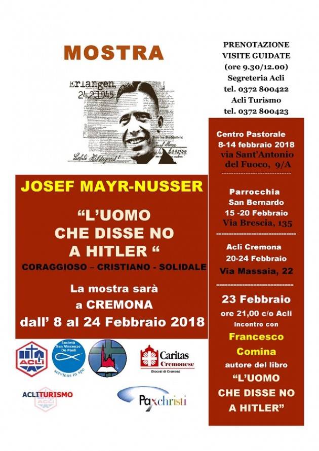 A Cremona la MOSTRA SU JOSEF NUSSER L’UOMO CHE DISSE NO A HITELR