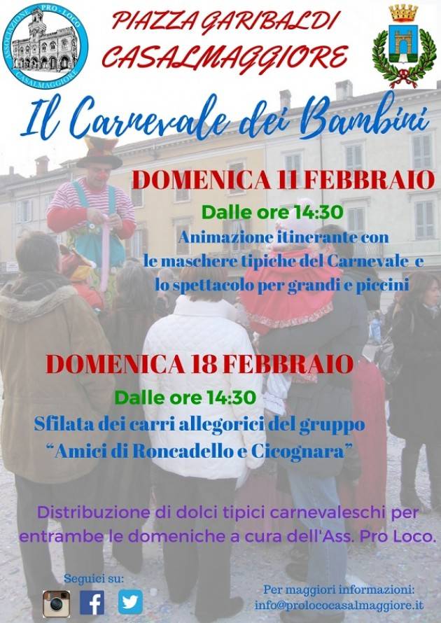 CARNEVALE DEI BAMBINI A CASALMAGGIORE Evento del 18 febbraio