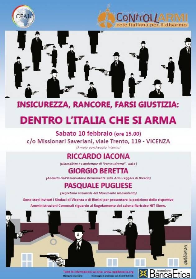 Incontro pubblico a Vicenza ‘Insicurezza, rancore, farsi giustizia: dentro l’Italia che si arma’