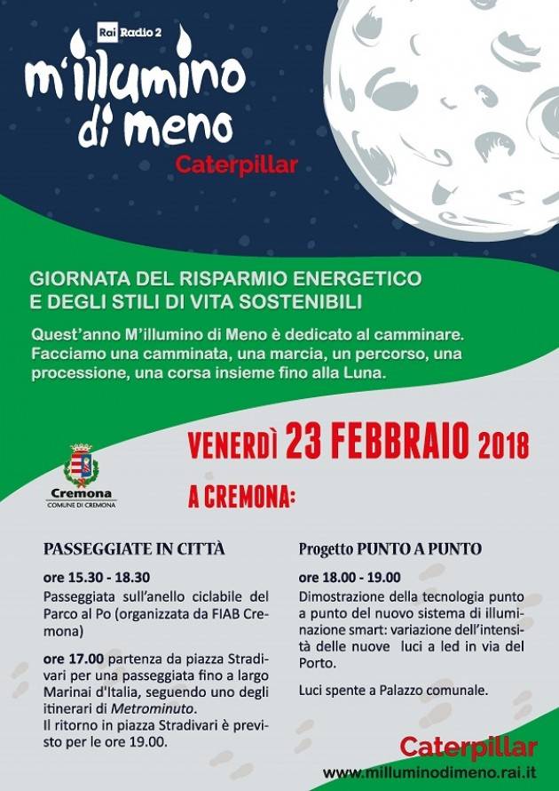 Il Comune e FIAB Cremona aderiscono all'iniziativa ‘M'illumimo di meno’