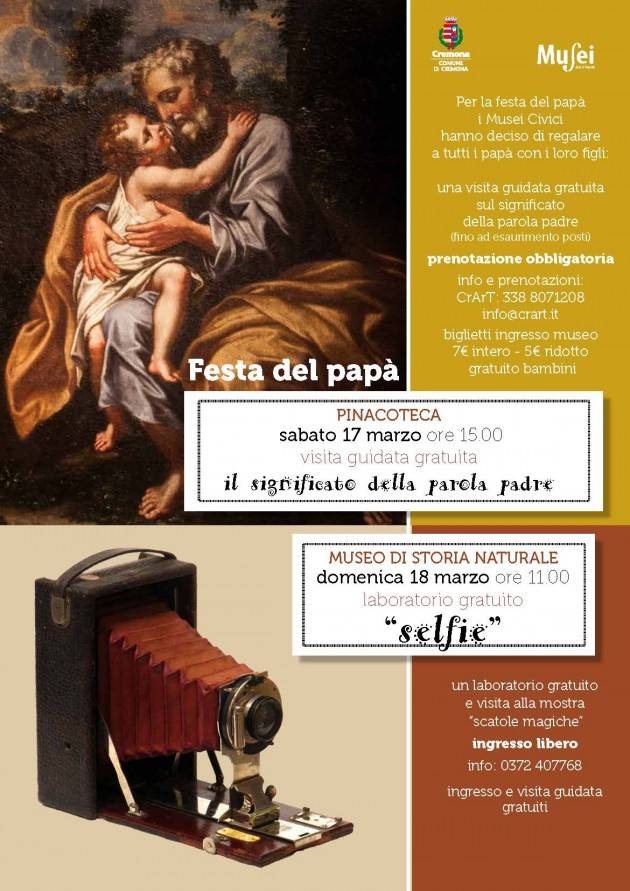 Cremona Musei Civici: due appuntamenti speciali per la Festa del papà