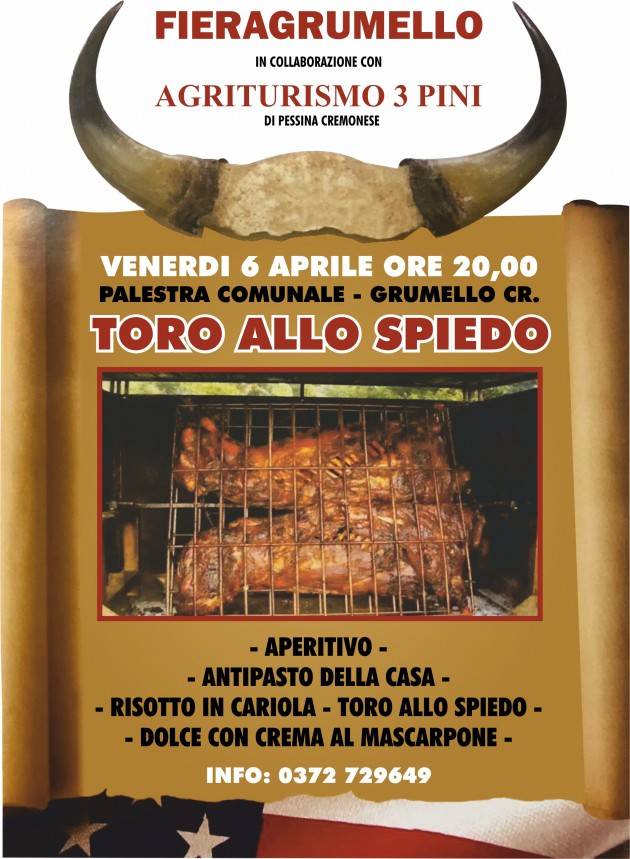 Toro allo Spiedo alla 43^ FierAgrumello il Venerdì 6 aprile