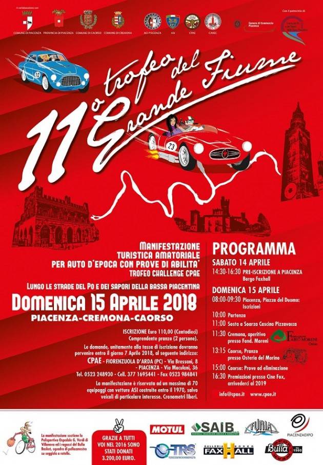 Piacenza Trofeo del Grande Fiume spegne undici candeline si svolgerà  domenica 15 aprile