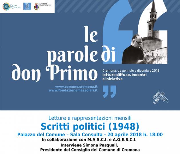 Cremona: 'Le Parole di don Primo', lettura degli Scritti politici