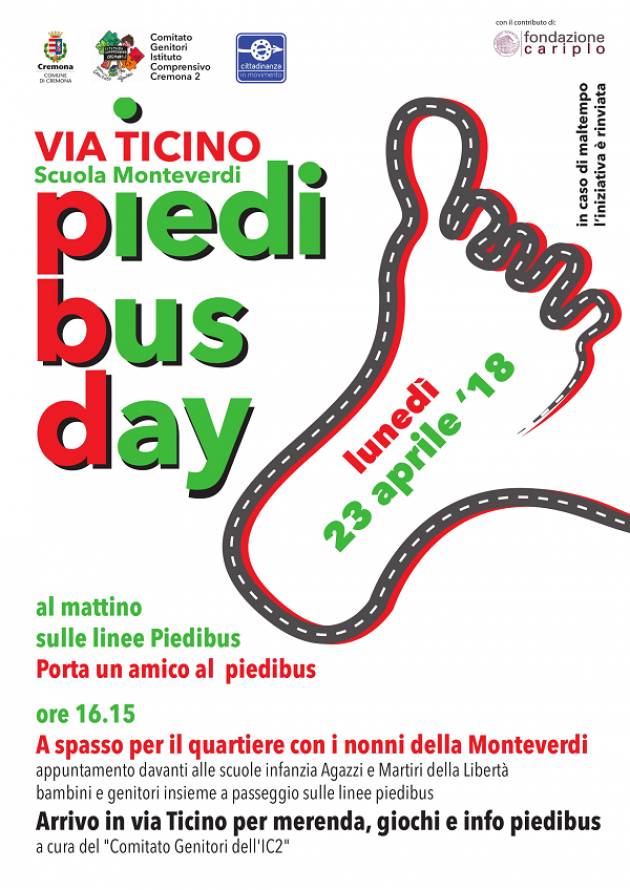 Torna il Piedibus Day al Quartiere Po di Cremona