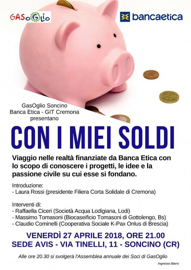 Soncino CON I MIEI SOLDI, COSA FINANZIA BANCA ETICA