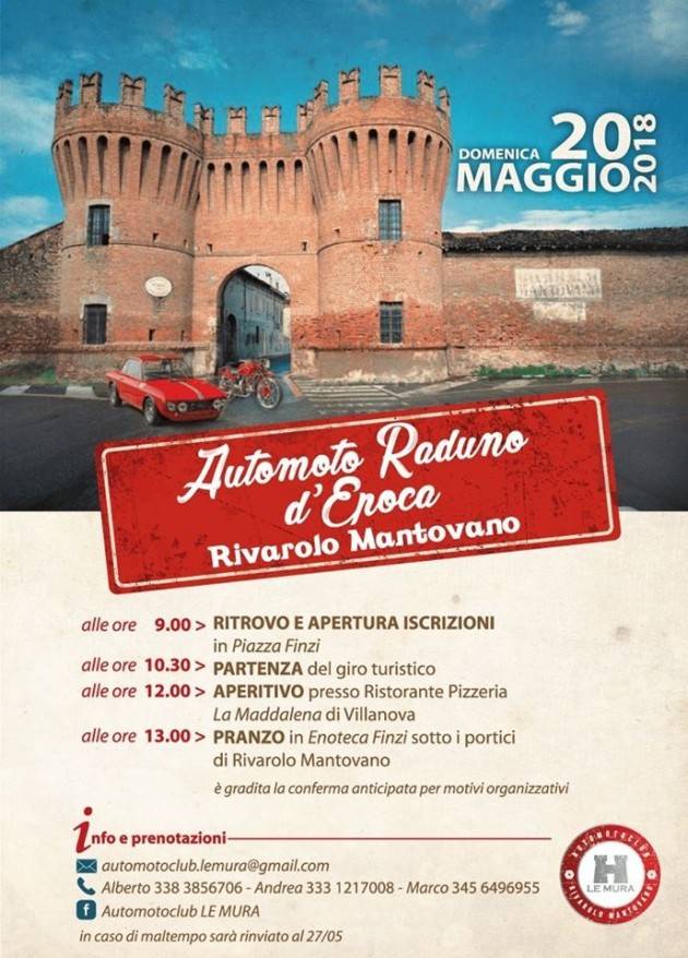 ‘CamminMangiando’ e 'Moto Raduno d'Epoca’ alla scoperta di Rivarolo Mantovano domenica 20 maggio