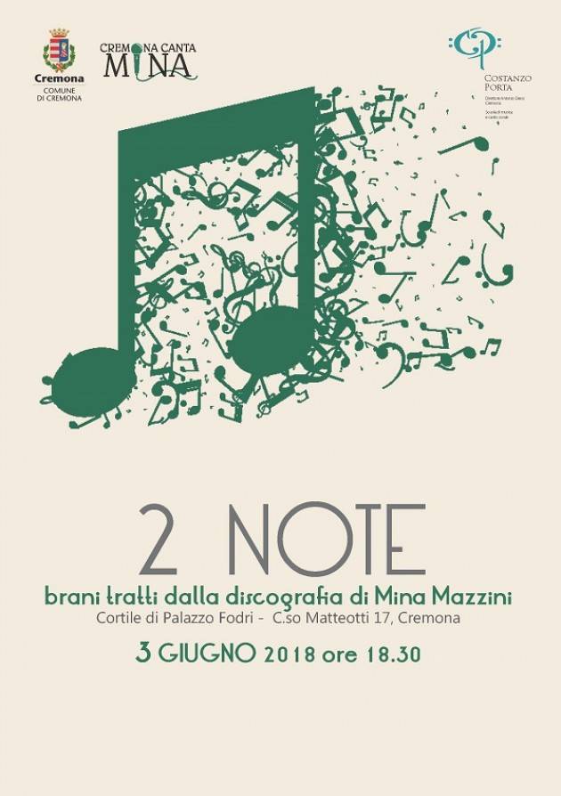 Cremona: domenica 3/6 omaggio a Mina con il concerto '2 Note'