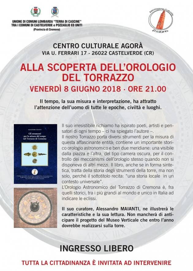 Castelverde: venerdì 8/6 alla scoperta dell'orologio del Torrazzo