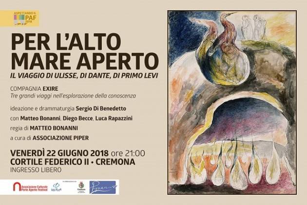 Anteprime Porte Aperte Festival: lo spettacolo 'Per l'alto mare aperto' - il viaggio di Ulisse, Dante, Primo Levi