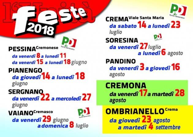 Al via la stagione delle Feste dell’Unità, iniziata con Pessina Cremonese