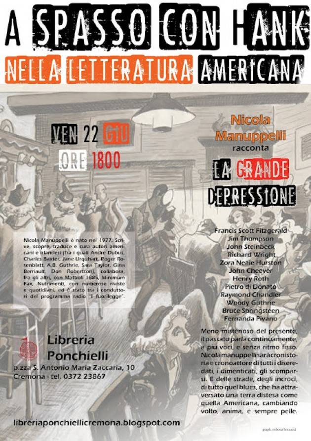 Libreria Ponchielli Nicola Manupelli parlerà di letteratura americana Venerdì 22 giugno